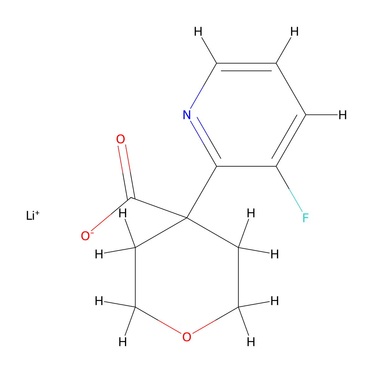 Lithium;4-(3-fluoropyridin-2-yl)oxane-4-carboxylate molecular structure, CAS 2375258-90-3