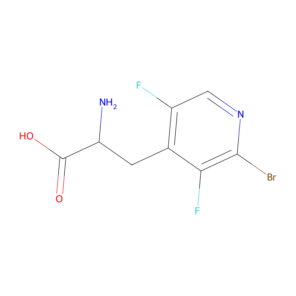 2-Amino-3-(2-bromo-3,5-difluoropyridin-4-yl)propanoic acid molecular structure, CAS 2375258-91-4