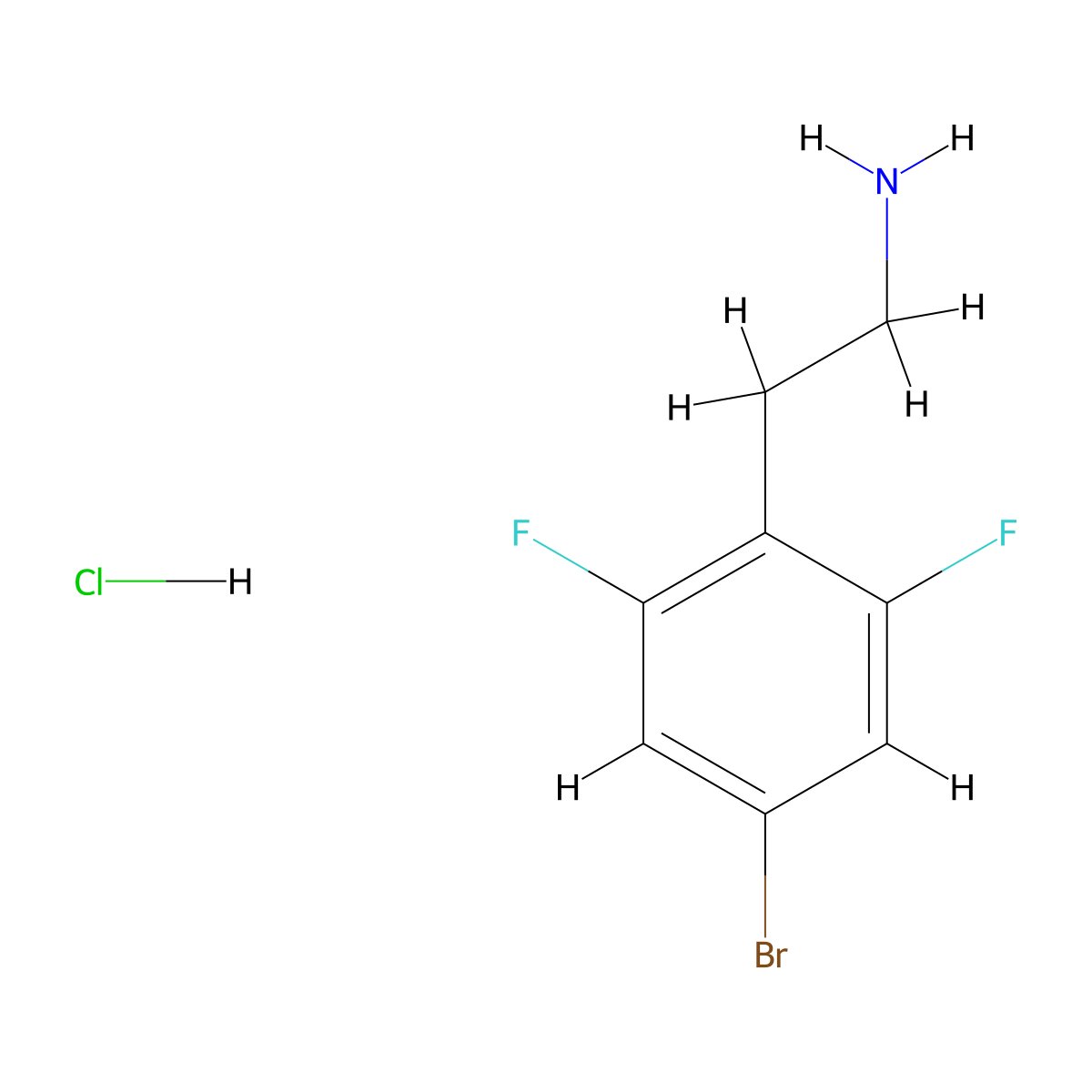 2-(4-Bromo-2,6-difluorophenyl)ethan-1-aminehydrochloride molecular structure, CAS 2375258-93-6