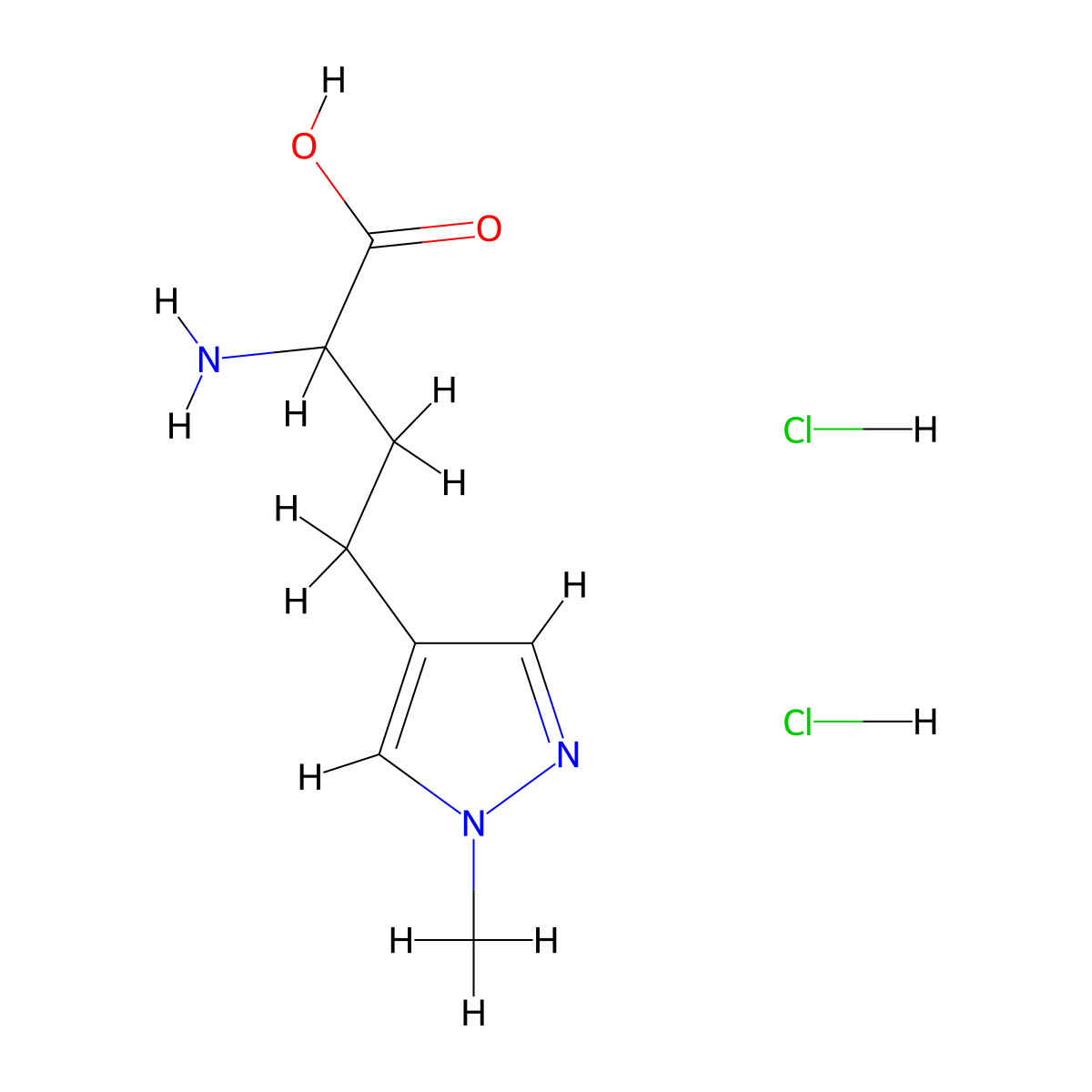 2-Amino-4-(1-methylpyrazol-4-yl)butanoic acid;dihydrochloride molecular structure, CAS 2375258-96-9