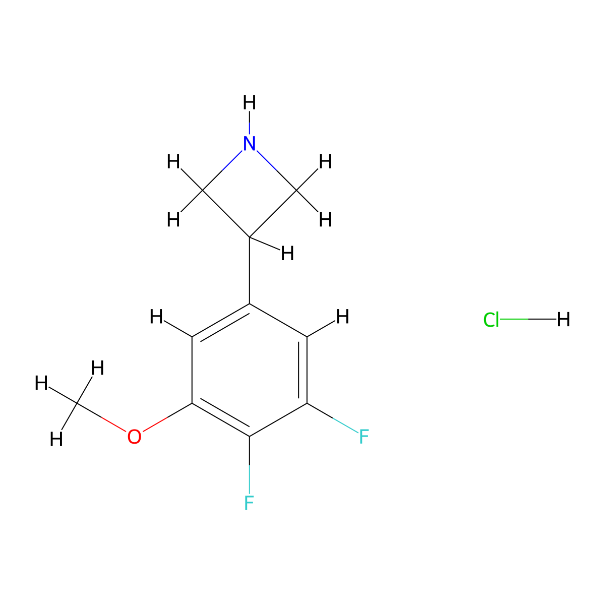 3-(3,4-Difluoro-5-methoxyphenyl)azetidine hydrochloride molecular structure, CAS 2375259-27-9
