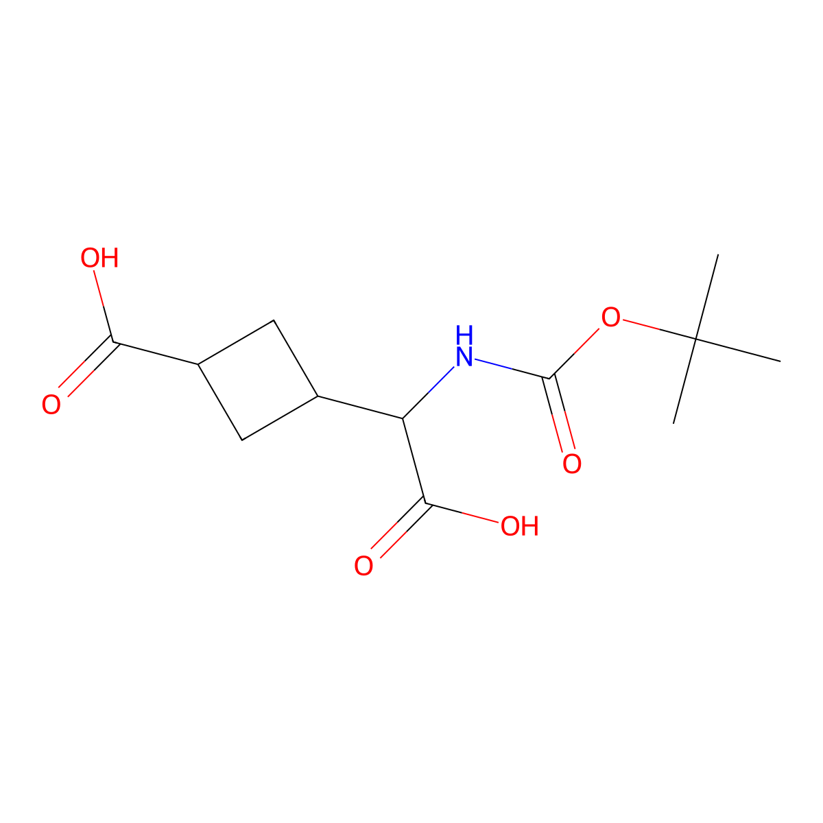 3-({[(Tert-butoxy)carbonyl]amino}(carboxy)methyl)cyclobutane-1-carboxylic acid molecular structure, CAS 2375259-31-5