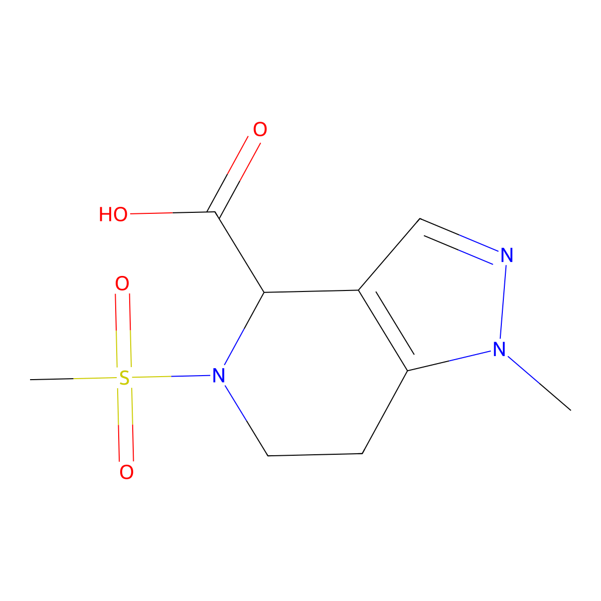 1-Methyl-5-methylsulfonyl-6,7-dihydro-4H-pyrazolo[4,3-c]pyridine-4-carboxylic acid molecular structure, CAS 2375259-33-7