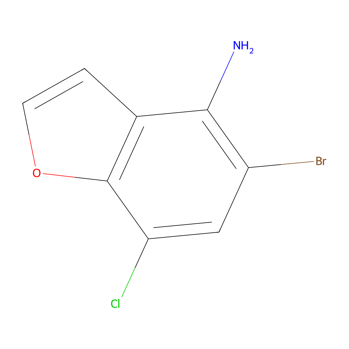 5-Bromo-7-chloro-1-benzofuran-4-amine molecular structure, CAS 2375259-40-6