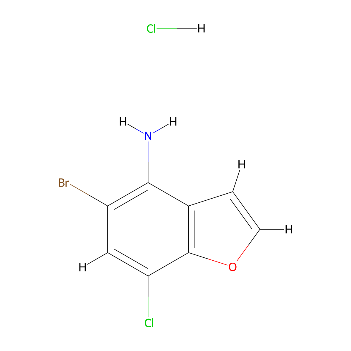5-Bromo-7-chloro-1-benzofuran-4-aminehydrochloride molecular structure, CAS 2375259-41-7