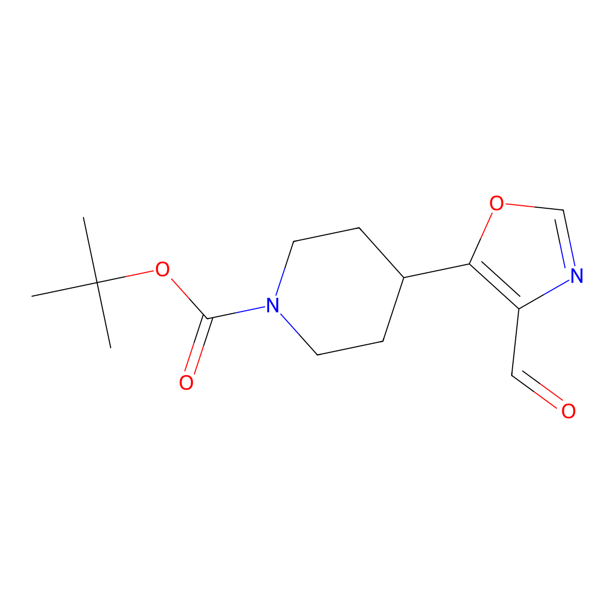 Tert-butyl 4-(4-formyl-1,3-oxazol-5-yl)piperidine-1-carboxylate molecular structure, CAS 2375259-47-3