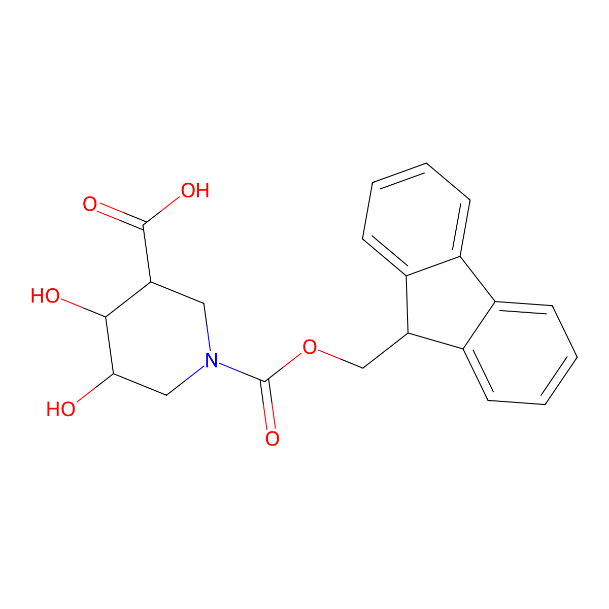 1-{[(9H-fluoren-9-yl)methoxy]carbonyl}-4,5-dihydroxypiperidine-3-carboxylicacid,Mixtureofdiastereomers molecular structure, CAS 2375259-52-0