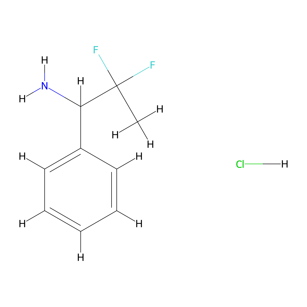 2,2-Difluoro-1-phenylpropan-1-amine hydrochloride molecular structure, CAS 2375259-54-2