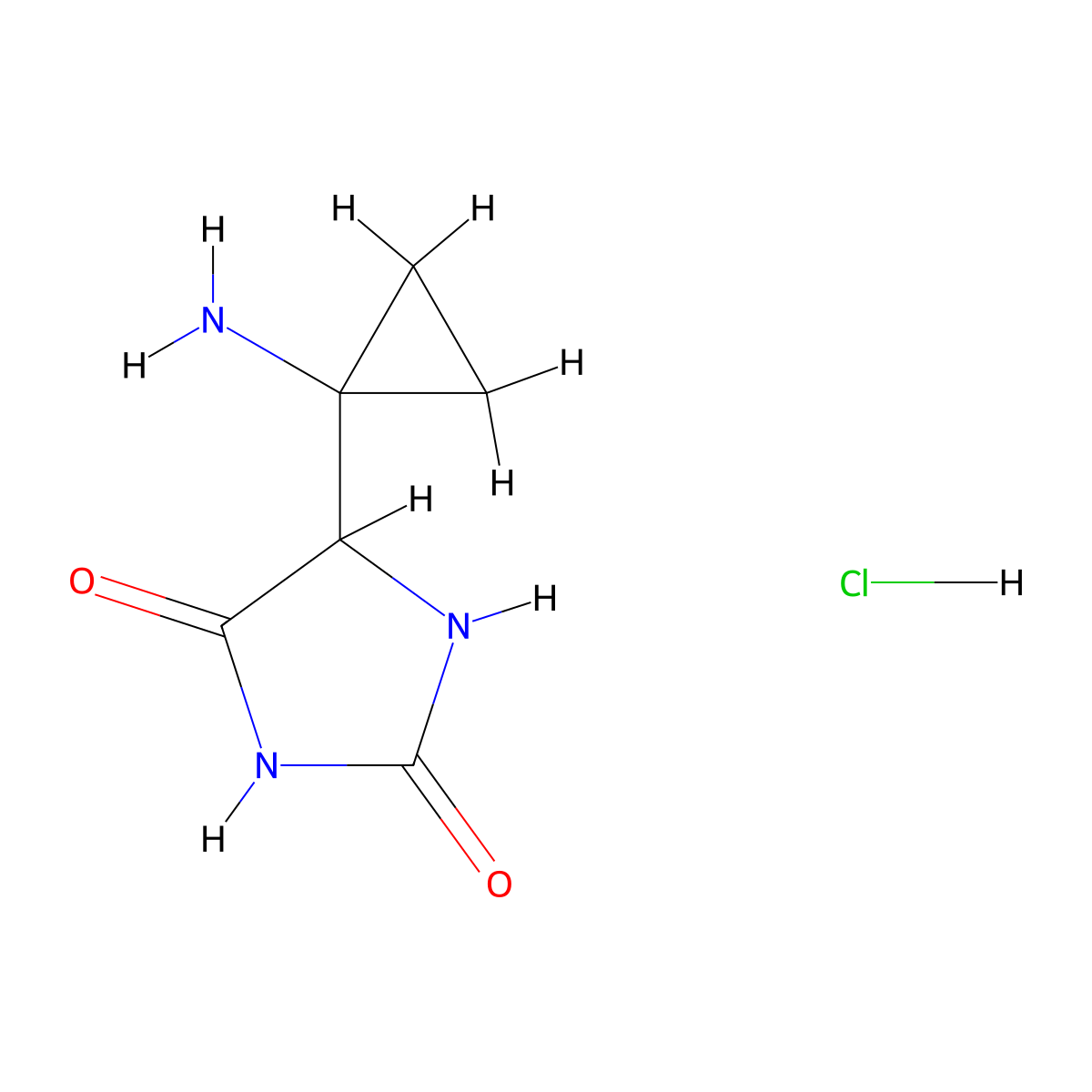 5-(1-Aminocyclopropyl)imidazolidine-2,4-dione hydrochloride molecular structure, CAS 2375259-64-4