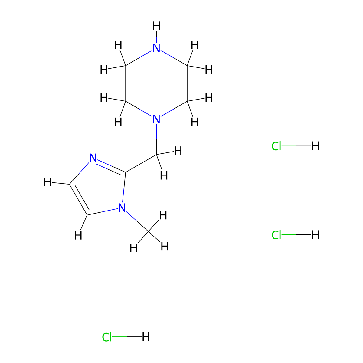 1-[(1-methyl-1H-imidazol-2-yl)methyl]piperazine trihydrochloride molecular structure, CAS 2375259-70-2