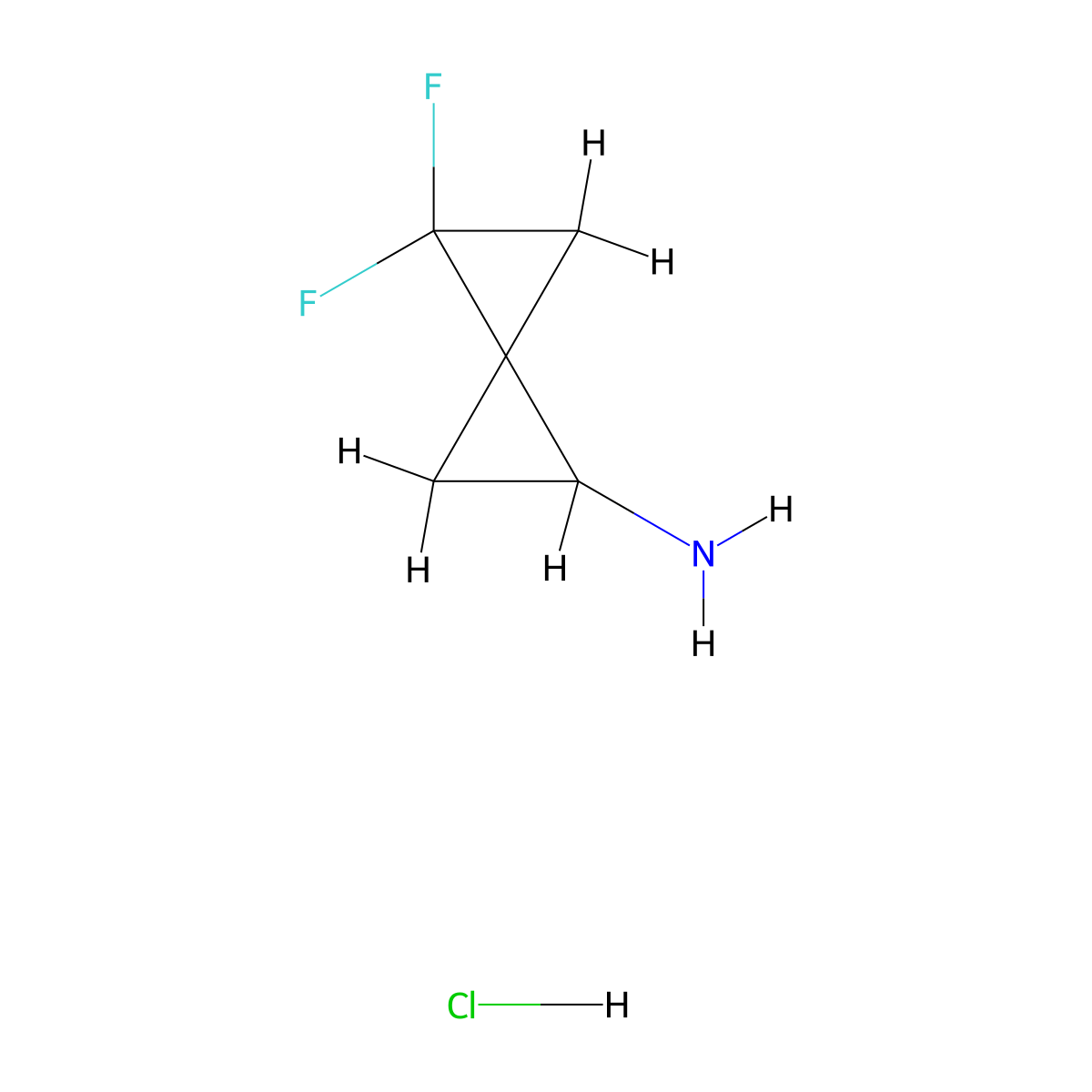 4,4-Difluorospiro(2.2)pentan-1-amine hydrochloride molecular structure, CAS 2375259-83-7