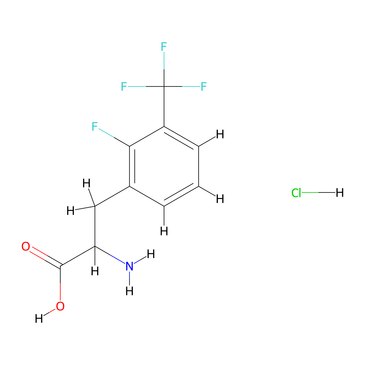 2-Amino-3-(2-fluoro-3-(trifluoromethyl)phenyl)propanoic acid hydrochloride molecular structure, CAS 2375259-91-7