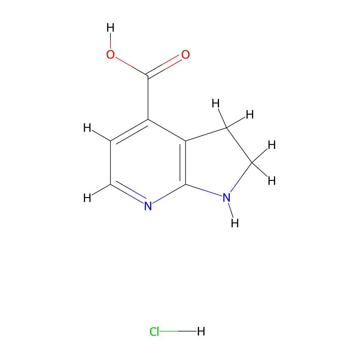 1H,2H,3H-pyrrolo[2,3-b]pyridine-4-carboxylic acid hydrochloride molecular structure, CAS 2375259-96-2