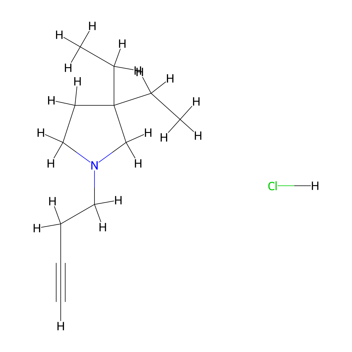 1-(But-3-yn-1-yl)-3,3-diethylpyrrolidine hydrochloride molecular structure, CAS 2375259-99-5