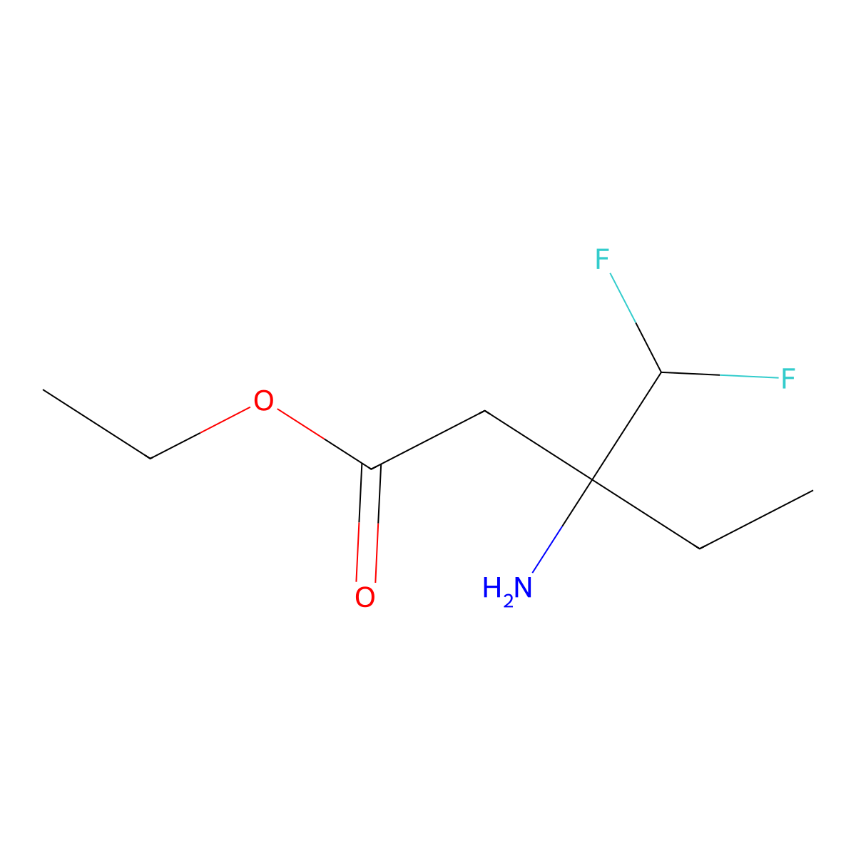 Ethyl 3-amino-3-(difluoromethyl)pentanoate molecular structure, CAS 2375260-03-8