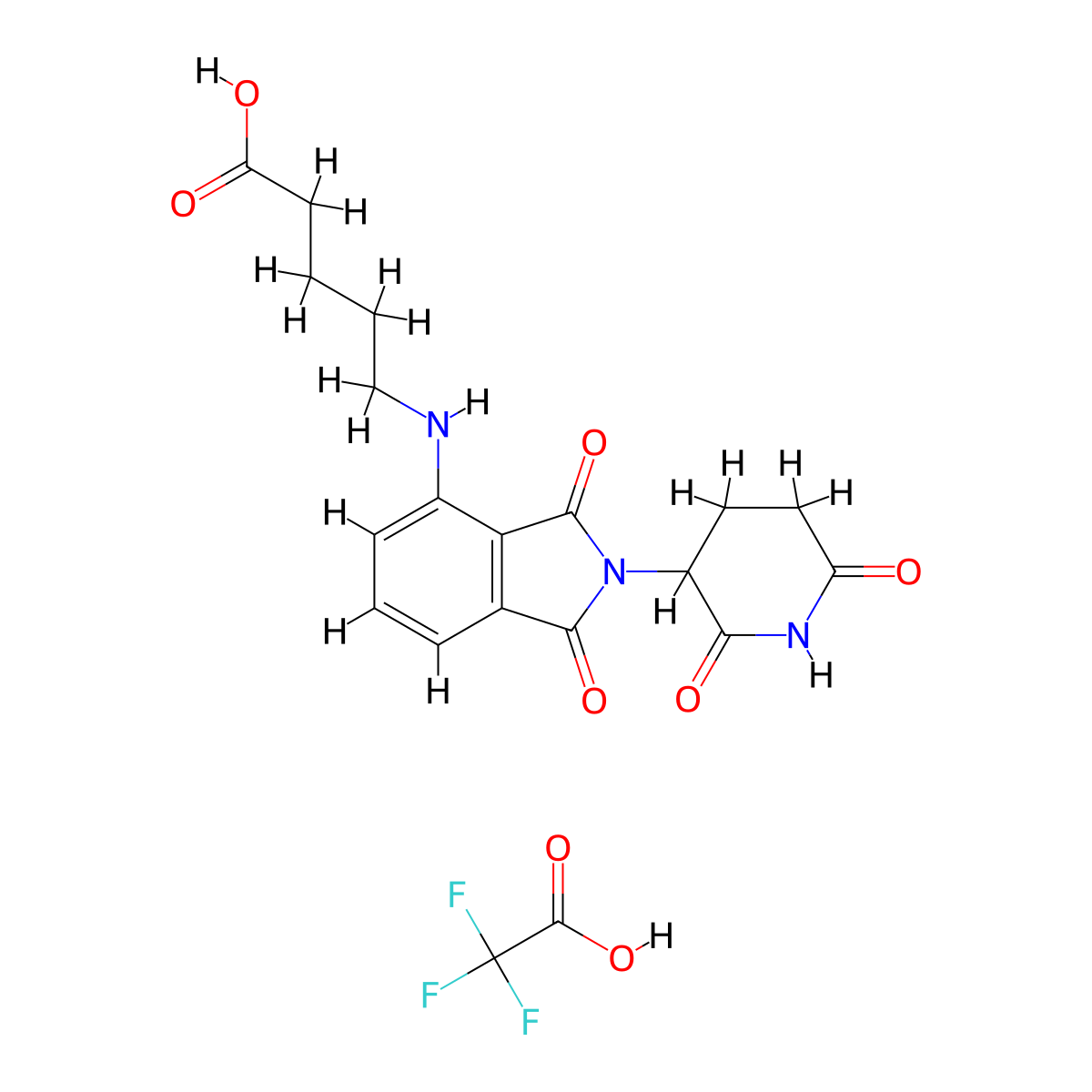 5-{[2-(2,6-dioxopiperidin-3-yl)-1,3-dioxo-2,3-dihydro-1H-isoindol-4-yl]amino}pentanoic acid; trifluoroacetic acid molecular structure, CAS 2375260-14-1