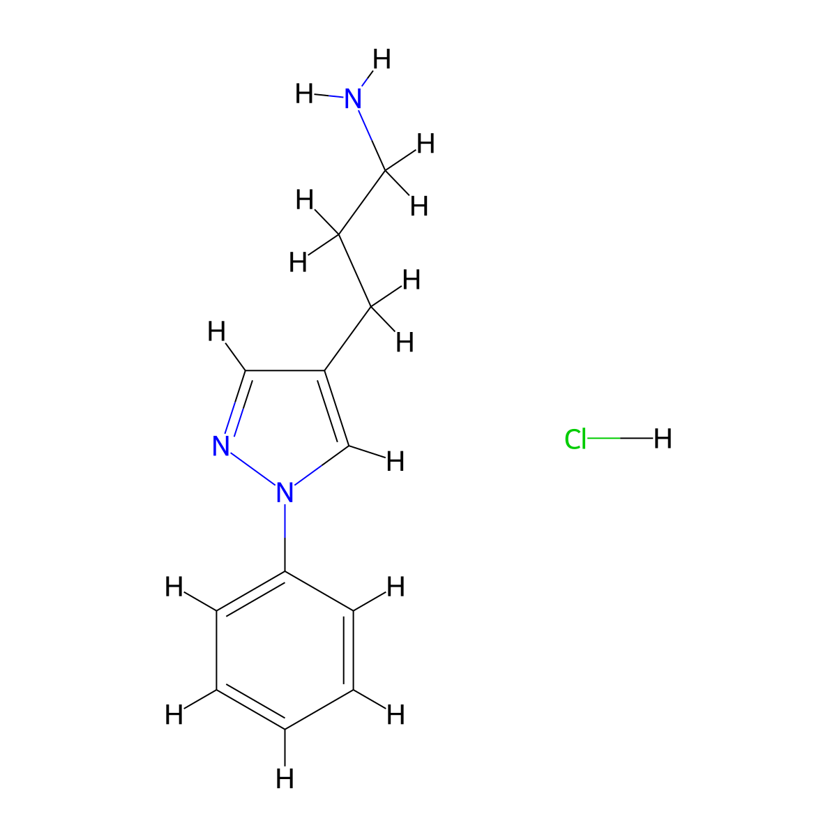 3-(1-phenyl-1H-pyrazol-4-yl)propan-1-amine hydrochloride molecular structure, CAS 2375260-15-2