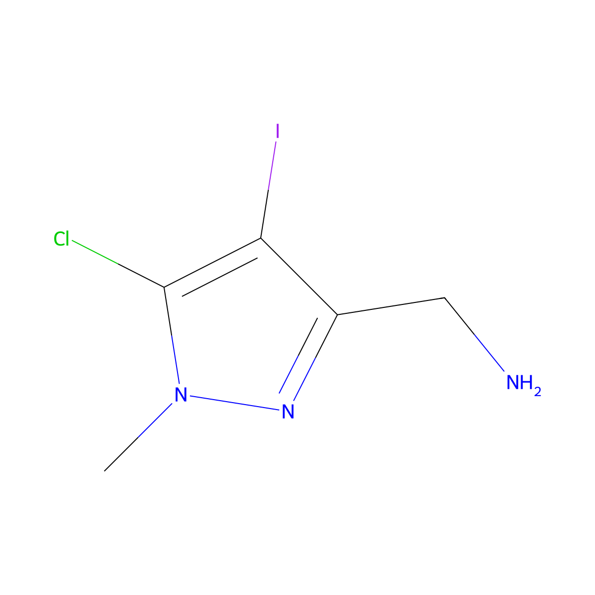 1-(5-chloro-4-iodo-1-methyl-1H-pyrazol-3-yl)methanamine molecular structure, CAS 2375260-21-0