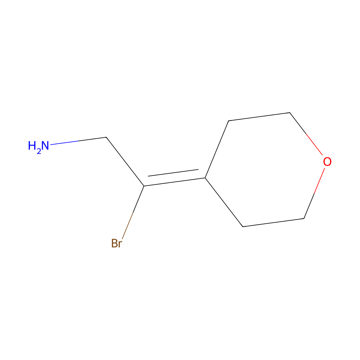 2-Bromo-2-(oxan-4-ylidene)ethan-1-amine molecular structure, CAS 2375260-28-7
