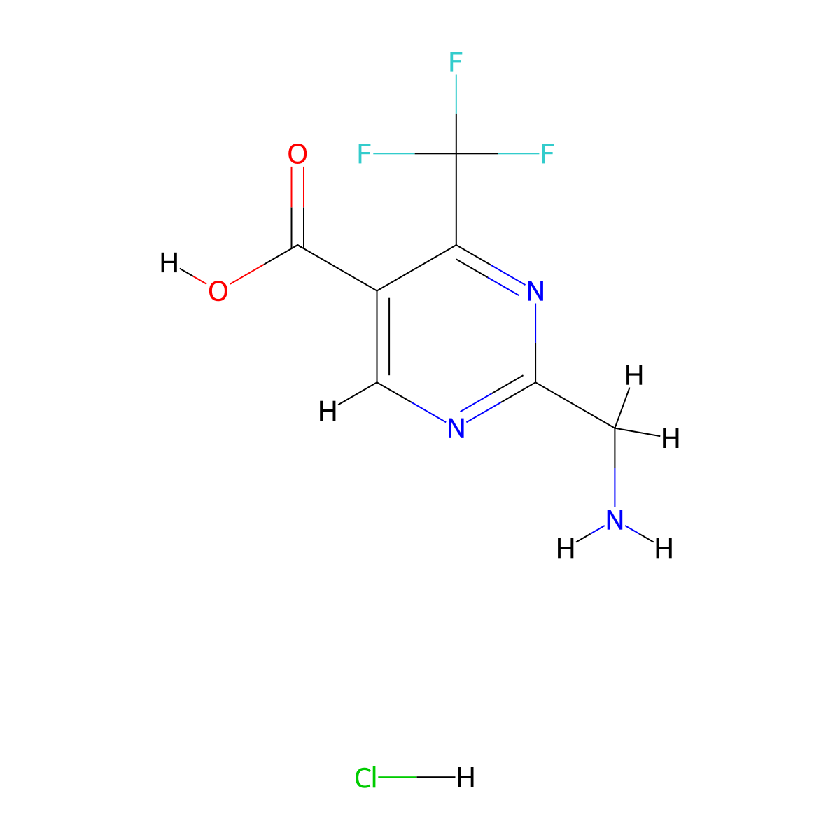 2-(Aminomethyl)-4-(trifluoromethyl)pyrimidine-5-carboxylicacidhydrochloride molecular structure, CAS 2375260-32-3