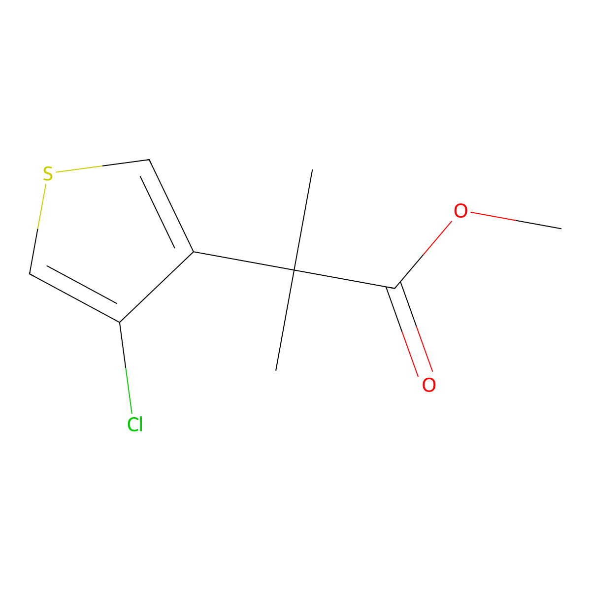 Methyl2-(4-chlorothiophen-3-yl)-2-methylpropanoate molecular structure, CAS 2375260-44-7