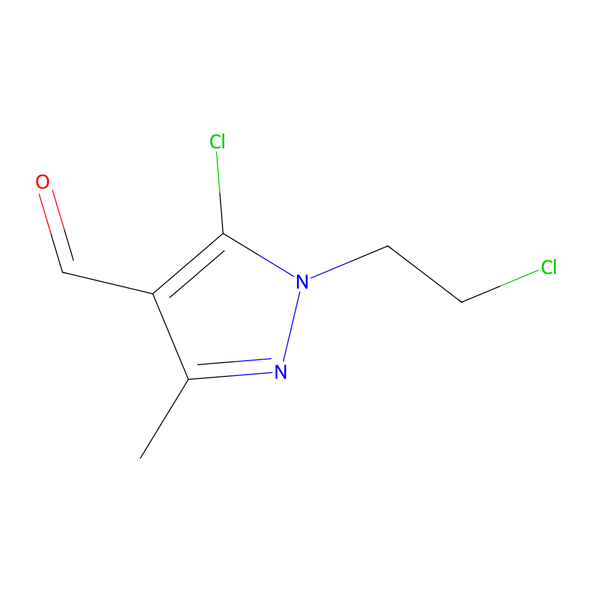 5-chloro-1-(2-chloroethyl)-3-methyl-1H-pyrazole-4-carbaldehyde molecular structure, CAS 2375260-45-8
