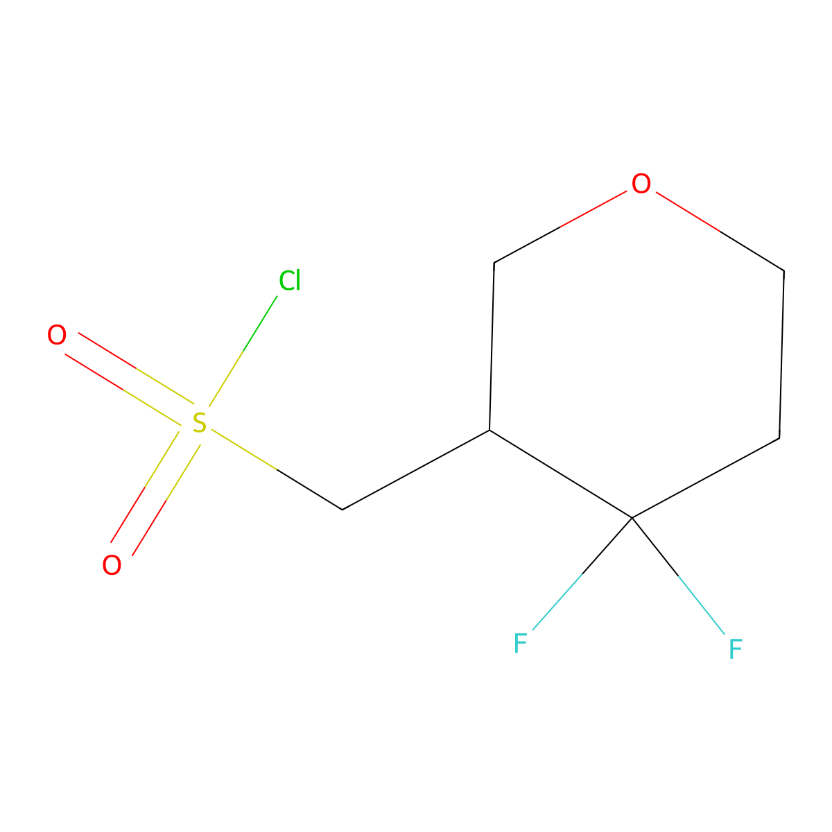 (4,4-Difluorooxan-3-yl)methanesulfonyl chloride molecular structure, CAS 2375260-46-9
