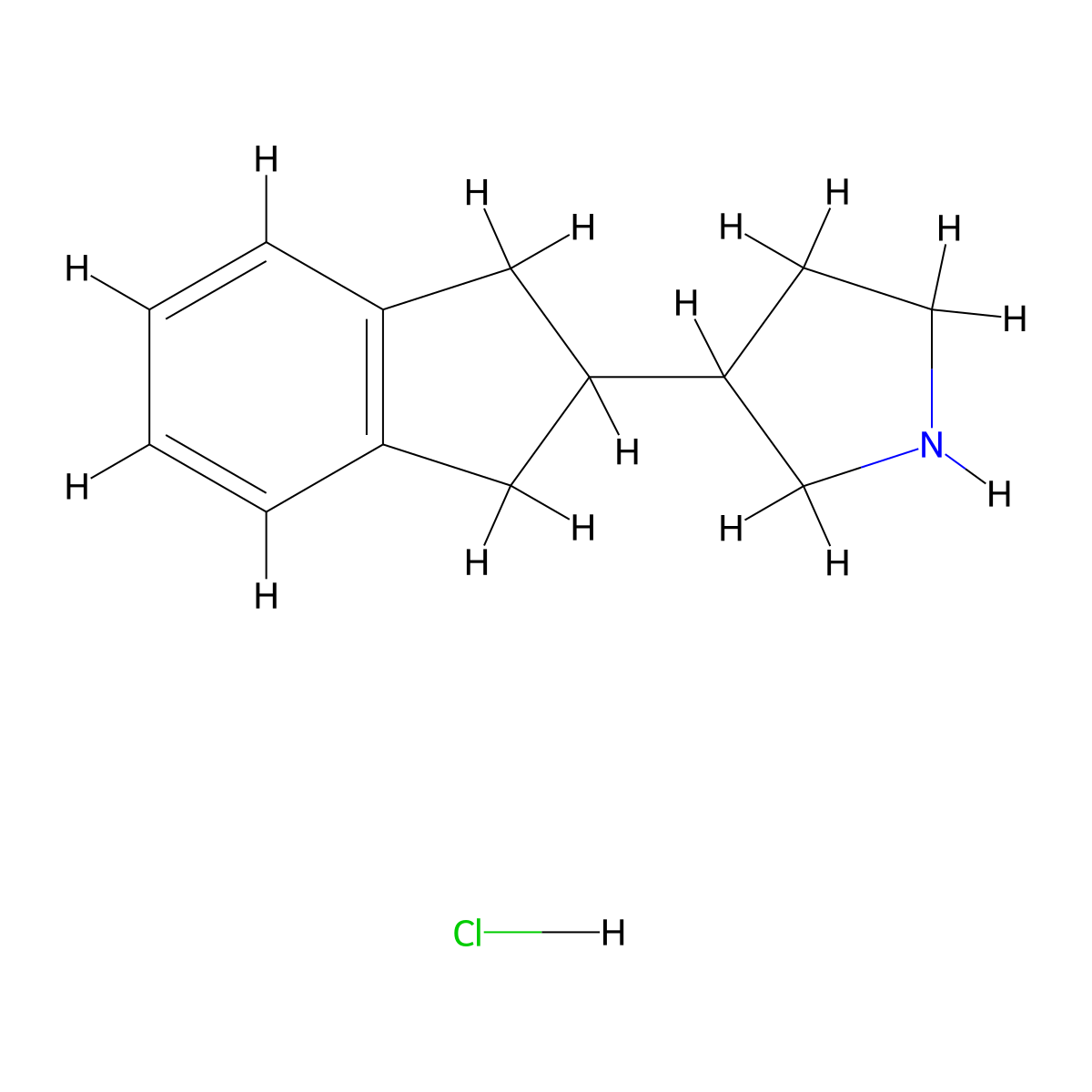 3-(2,3-dihydro-1H-inden-2-yl)pyrrolidine hydrochloride molecular structure, CAS 2375260-50-5