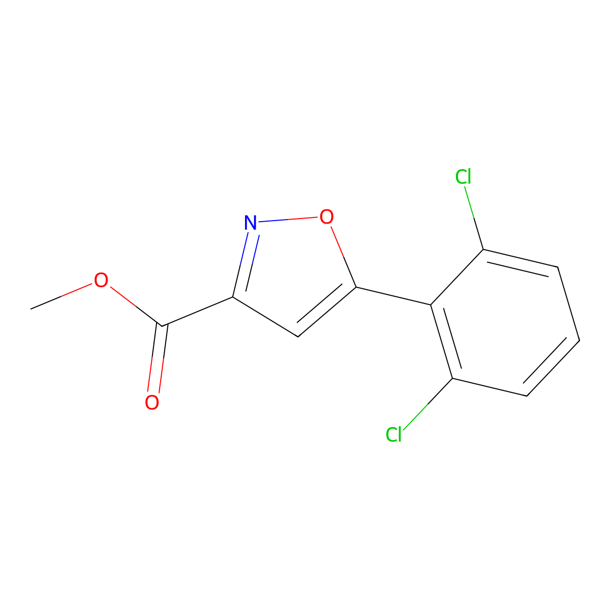 Methyl 5-(2,6-dichlorophenyl)-1,2-oxazole-3-carboxylate molecular structure, CAS 2375260-52-7