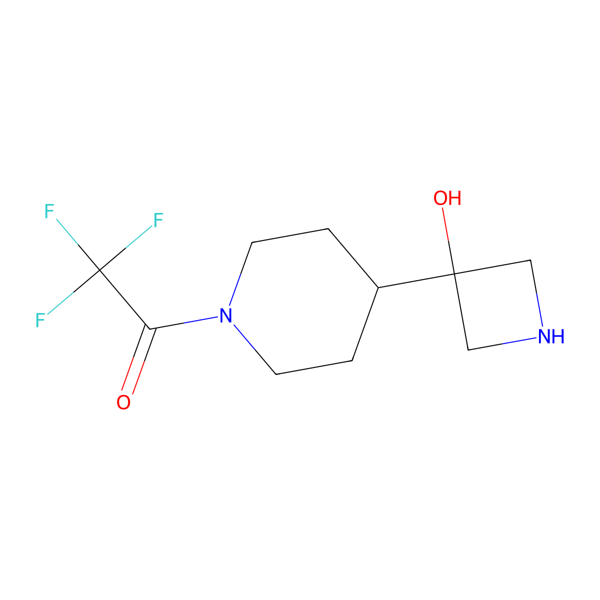 2,2,2-Trifluoro-1-[4-(3-hydroxyazetidin-3-yl)piperidin-1-yl]ethan-1-one molecular structure, CAS 2375260-71-0