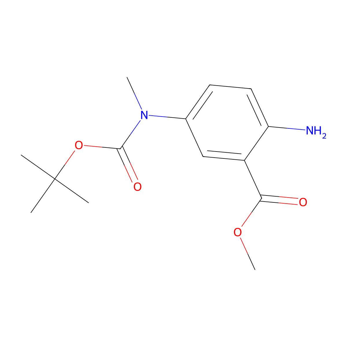 Methyl 2-amino-5-{[(tert-butoxy)carbonyl](methyl)amino}benzoate molecular structure, CAS 2375260-73-2