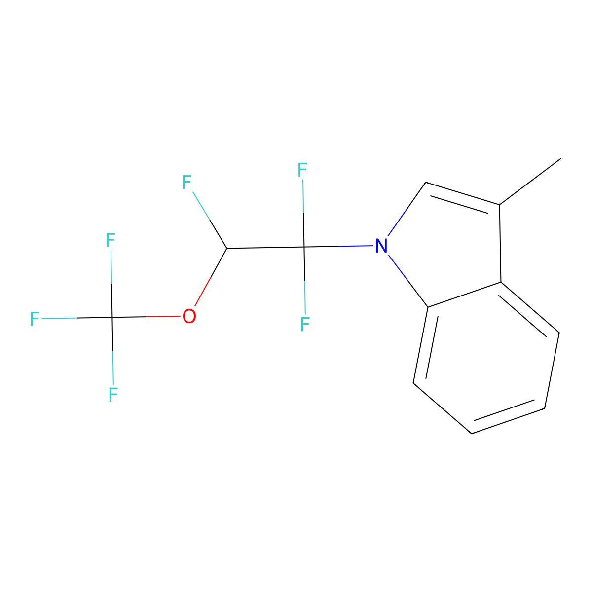 3-methyl-1-[1,1,2-trifluoro-2-(trifluoromethoxy)ethyl]-1H-indole molecular structure, CAS 2375260-74-3