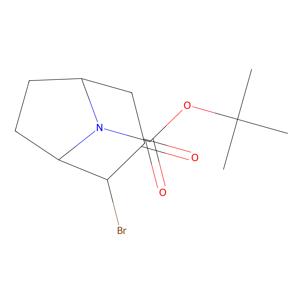 Tert-butyl 2-bromo-3-oxo-8-azabicyclo(3.2.1)octane-8-carboxylate molecular structure, CAS 2375260-76-5