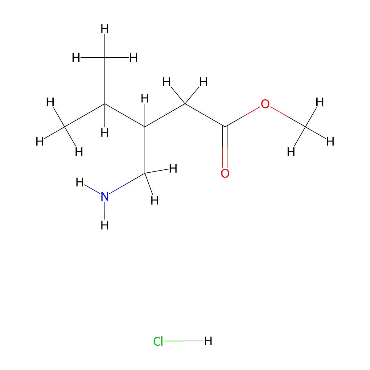Methyl 3-(aminomethyl)-4-methylpentanoate hydrochloride molecular structure, CAS 2375260-78-7
