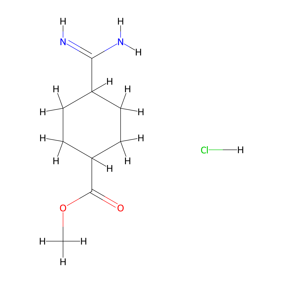 Methyl 4-carbamimidoylcyclohexane-1-carboxylate hydrochloride molecular structure, CAS 2375260-84-5