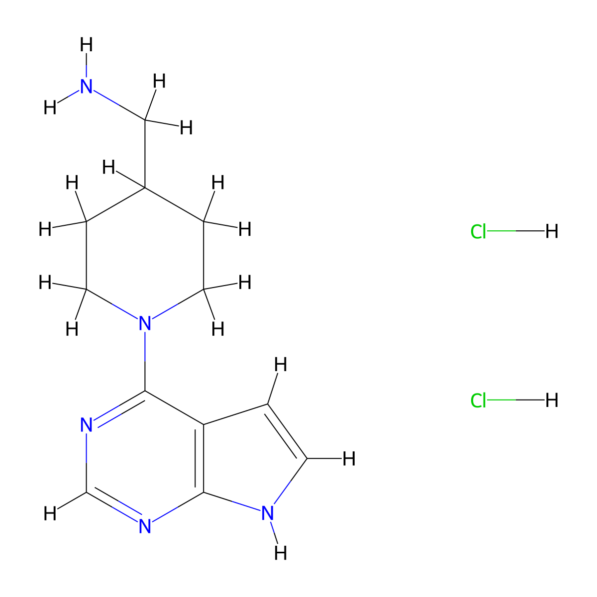 (1-{7H-pyrrolo[2,3-d]pyrimidin-4-yl}piperidin-4-yl)methanamine dihydrochloride molecular structure, CAS 2375260-85-6