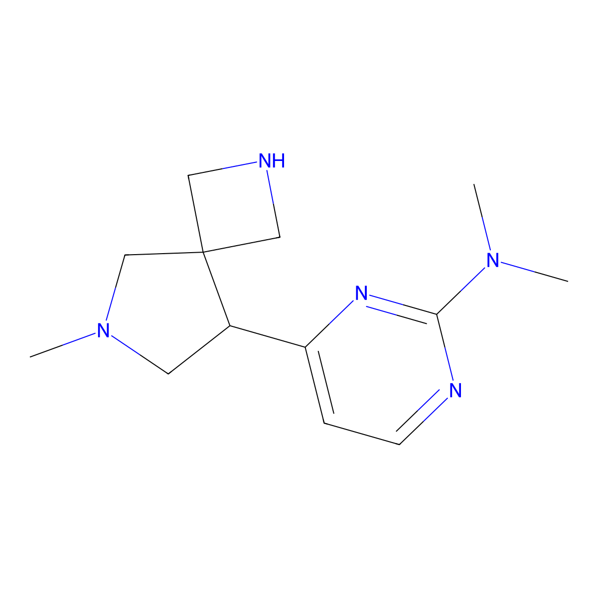 N,N-dimethyl-4-{6-methyl-2,6-diazaspiro[3.4]octan-8-yl}pyrimidin-2-amine molecular structure, CAS 2375260-97-0