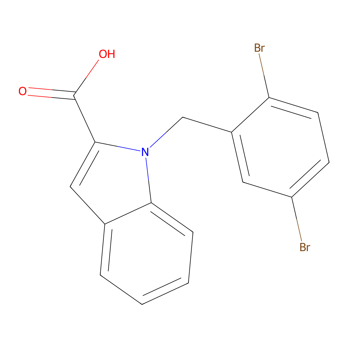 1-[(2,5-Dibromophenyl)methyl]indole-2-carboxylic acid molecular structure, CAS 2375260-99-2