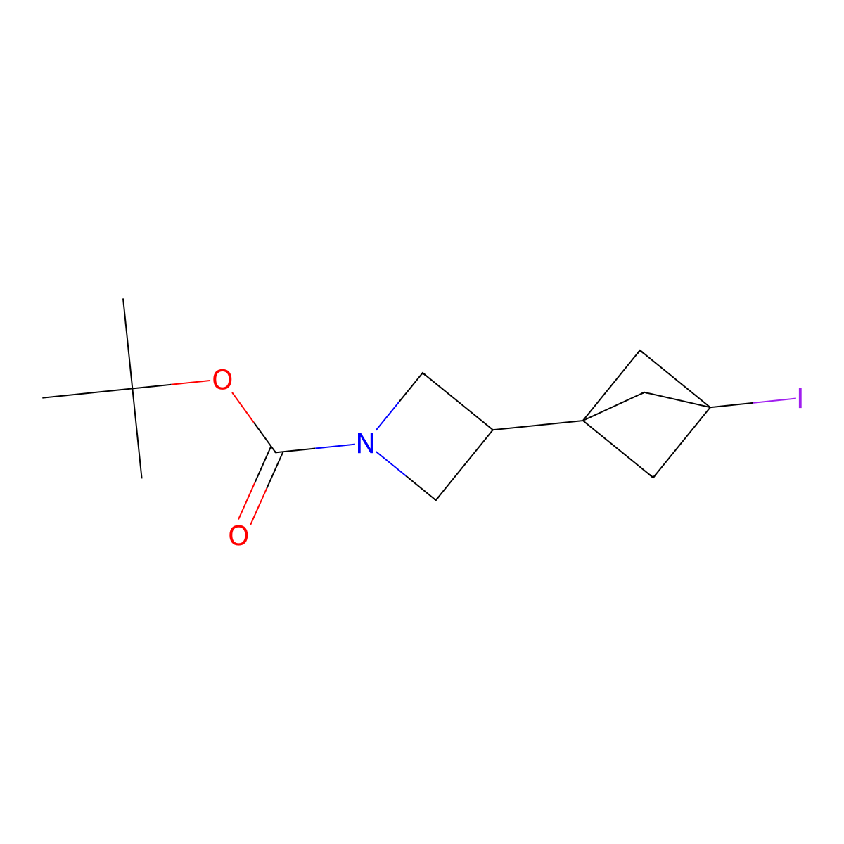 Tert-butyl 3-{3-iodobicyclo[1.1.1]pentan-1-yl}azetidine-1-carboxylate molecular structure, CAS 2375261-02-0