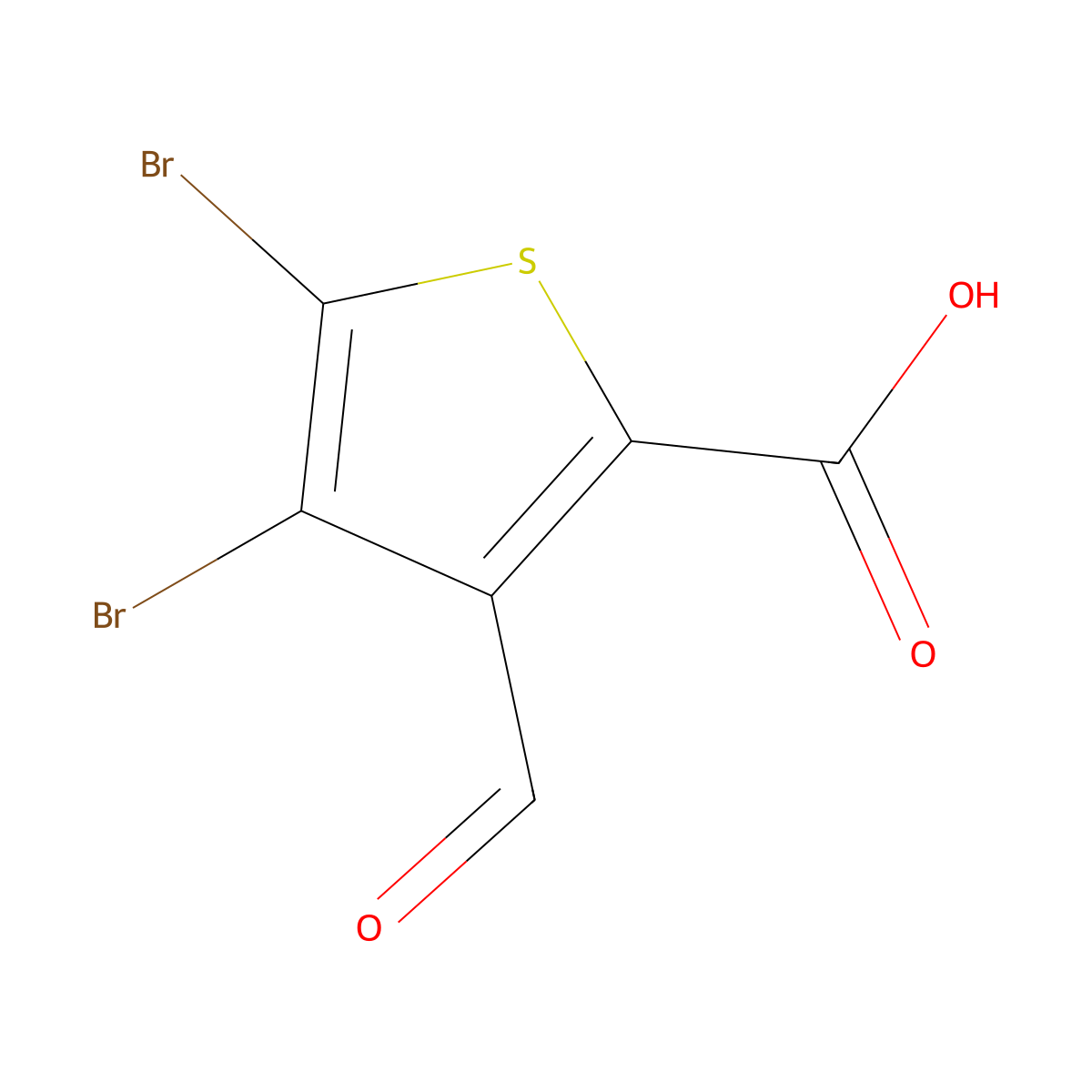 4,5-Dibromo-3-formylthiophene-2-carboxylic acid molecular structure, CAS 2375261-11-1