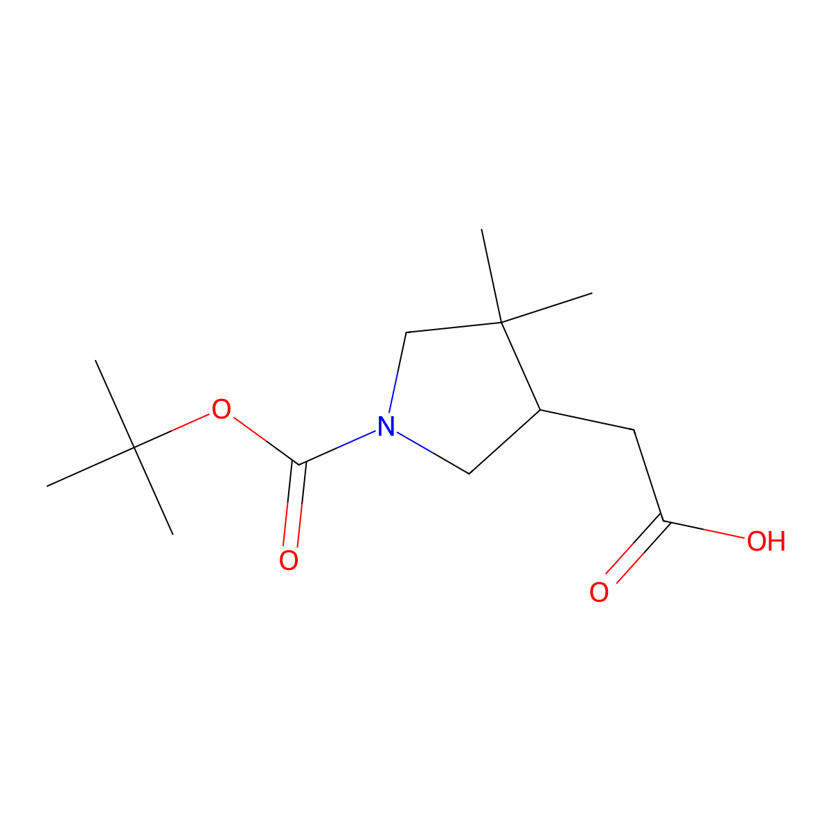 2-{1-[(Tert-butoxy)carbonyl]-4,4-dimethylpyrrolidin-3-yl}aceticacid molecular structure, CAS 2375261-15-5