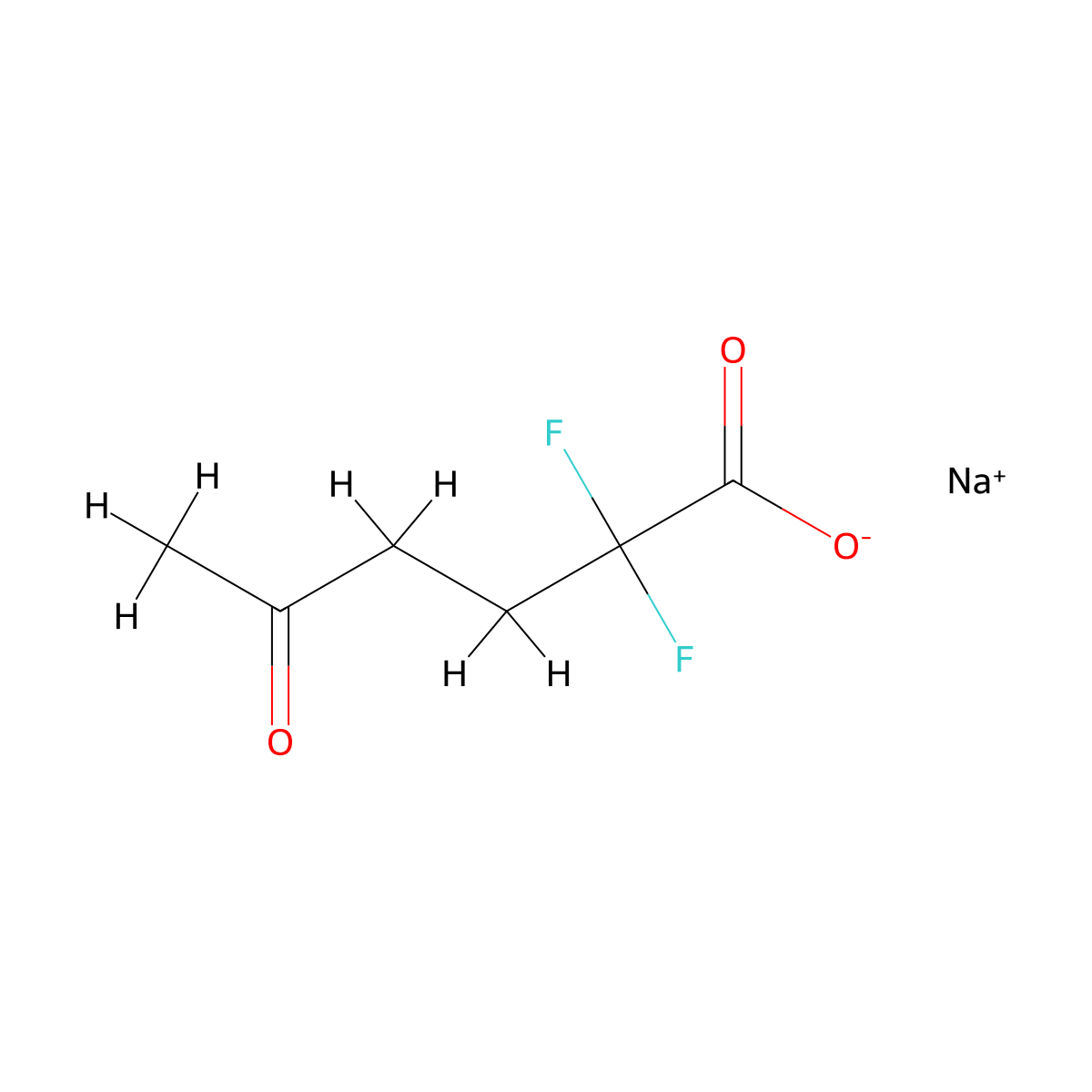 Sodium2,2-difluoro-5-oxohexanoate molecular structure, CAS 2375261-38-2