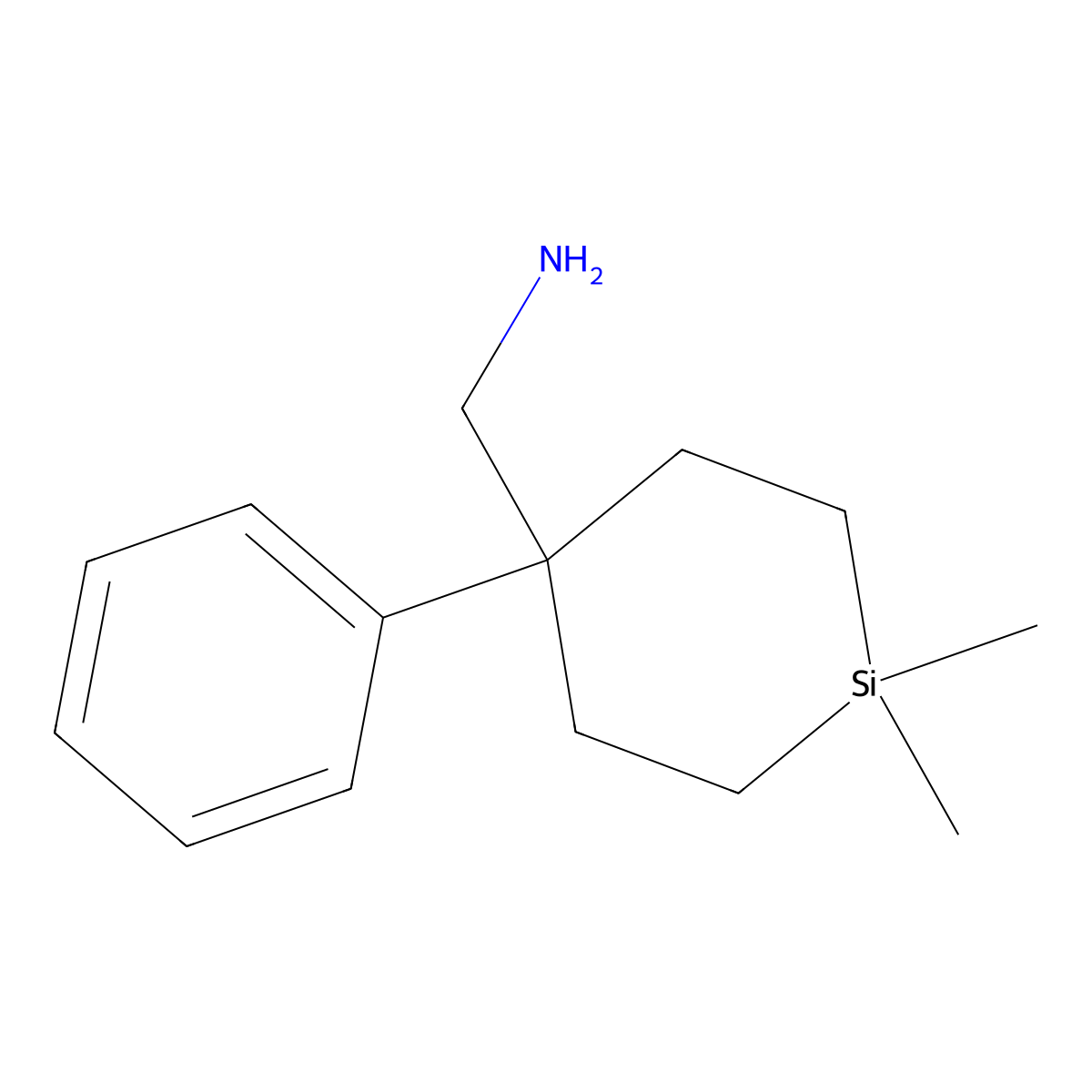 1-(1,1-Dimethyl-4-phenylsilinan-4-yl)methanamine molecular structure, CAS 2375261-63-3