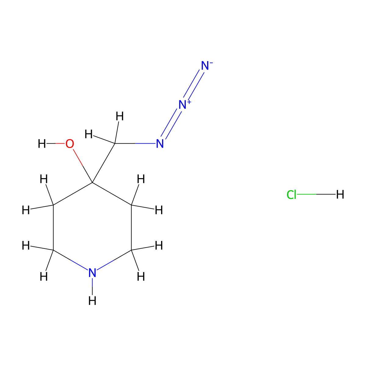 4-(Azidomethyl)piperidin-4-ol;hydrochloride molecular structure, CAS 2375261-70-2