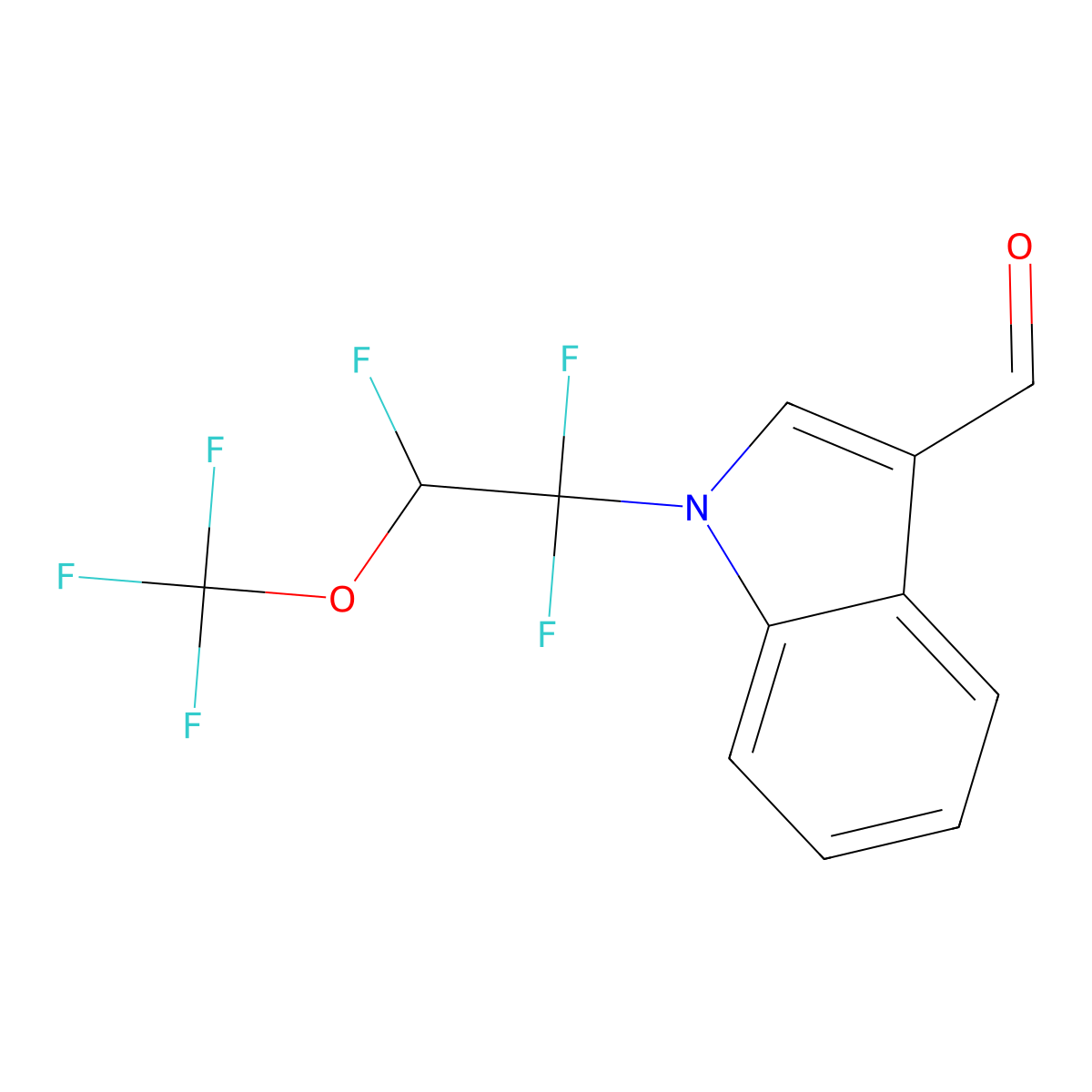 1-[1,1,2-trifluoro-2-(trifluoromethoxy)ethyl]-1H-indole-3-carbaldehyde molecular structure, CAS 2375261-72-4