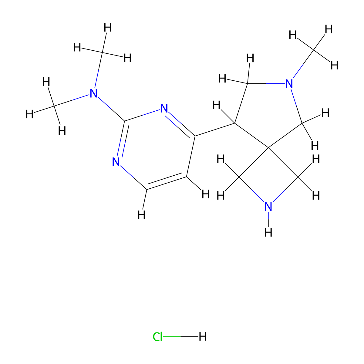 N,N-dimethyl-4-{6-methyl-2,6-diazaspiro[3.4]octan-8-yl}pyrimidin-2-amine hydrochloride molecular structure, CAS 2375261-77-9