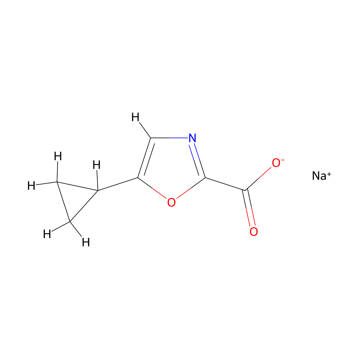 Sodium 5-cyclopropyl-1,3-oxazole-2-carboxylate molecular structure, CAS 2375261-83-7