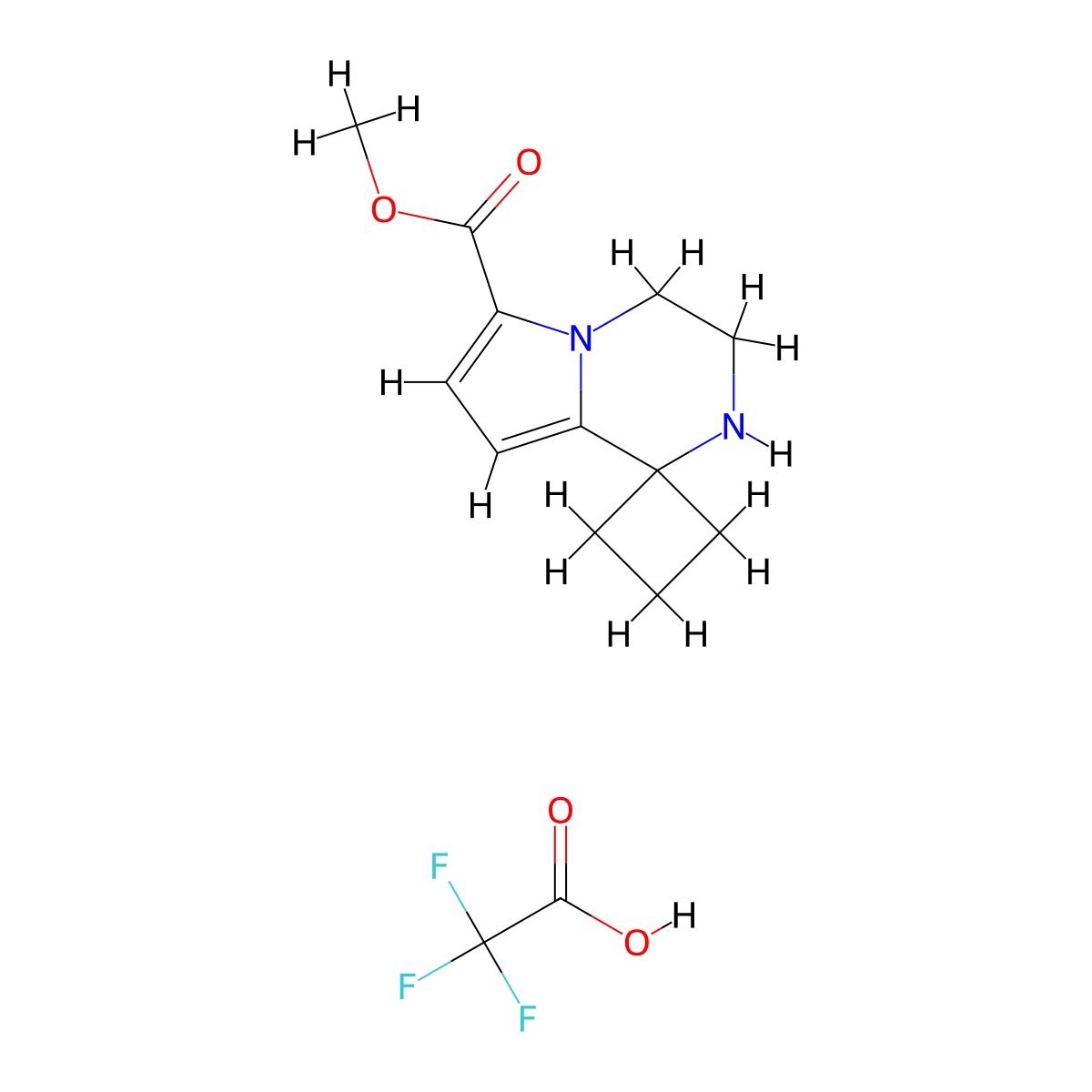 methyl 3',4'-dihydro-2'H-spiro[cyclobutane-1,1'-pyrrolo[1,2-a]pyrazine]-6'-carboxylate; trifluoroacetic acid molecular structure, CAS 2375261-85-9