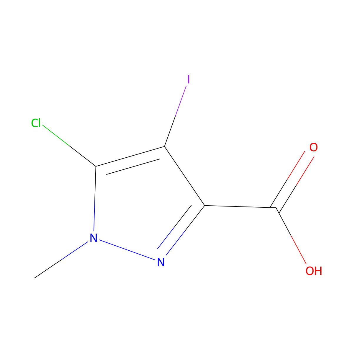 5-chloro-4-iodo-1-methyl-1H-pyrazole-3-carboxylic acid molecular structure, CAS 2375262-05-6