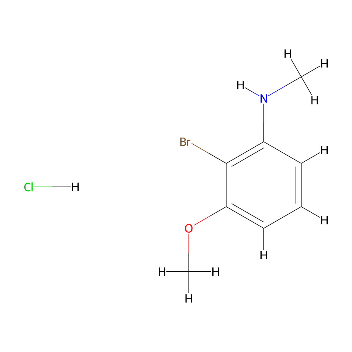 2-bromo-3-methoxy-N-methylaniline hydrochloride molecular structure, CAS 2375262-09-0